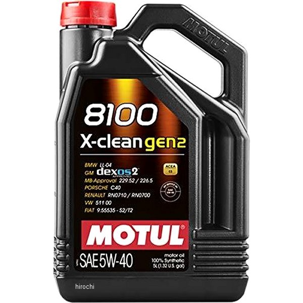 モチュール MOTUL 8100 X-clean GEN2 100%化学合成 4スト 4輪用エンジンオイル 5W-40 5リットル 109897 HD店