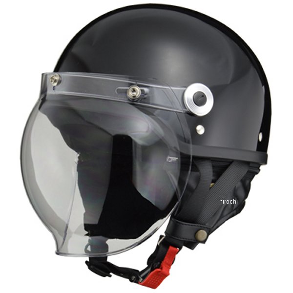 【メーカー在庫あり】 CR-760 リード工業 ハーフヘルメット クロス バブルシールド付き 黒 フリーサイズ (57cm-60cm) CR-760-BK HD店