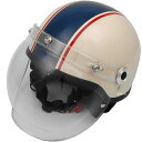 【メーカー在庫あり】 CR-760 リード工業 ハーフヘルメット クロス バブルシールド付き アイボリー/ネイビー フリーサイズ (57cm-60cm) CR-760-IV-NE HD店(2)