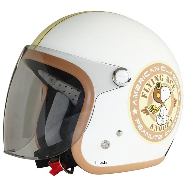 【メーカー在庫あり】 アークス AXS SNJ-79 ジェットヘルメット スヌーピーバイカー2 マットパールホワ..