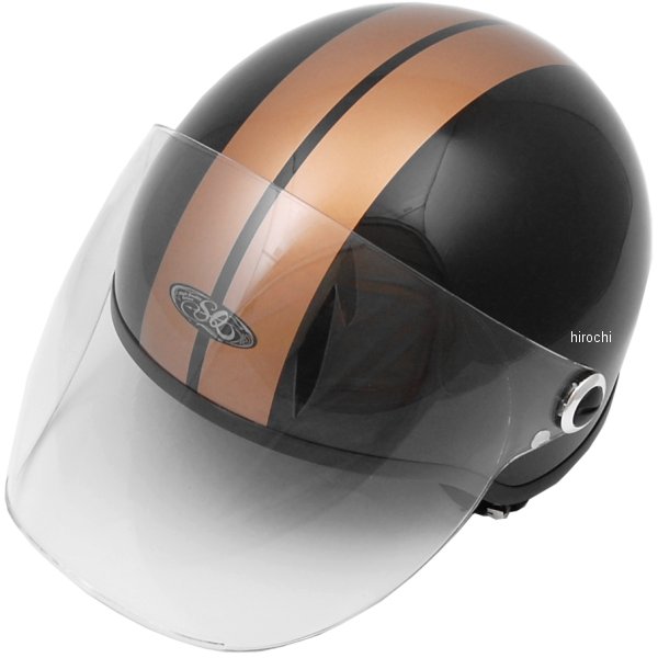 【メーカー在庫あり】 TNK工業 ハーフヘルメット SQ-32 ショーティ 黒/ゴールド フリーサイズ(58-59cm)..