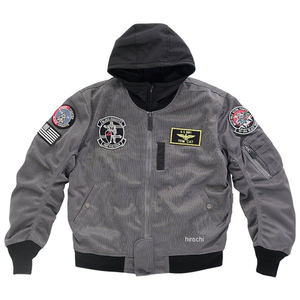 HTVA-2321S ヒューストン HOUSTON 春夏モデル メッシュジャケット MA-1 BLACK KNIGHTS M/C ガンメタ XSサイズ HTVA2321SGMXS HD店