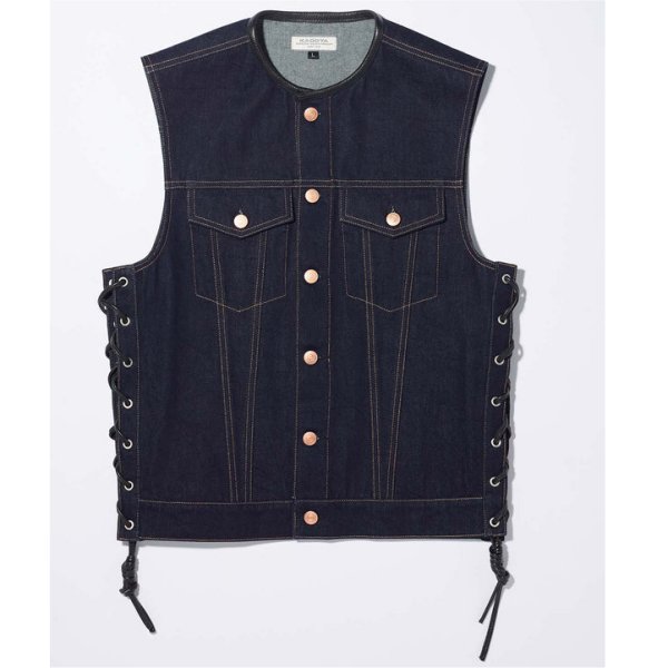 カドヤ KADOYA 2024年春夏モデル ベスト SOLID BIKER VEST ネイビー 3Lサイズ 6601 HD店