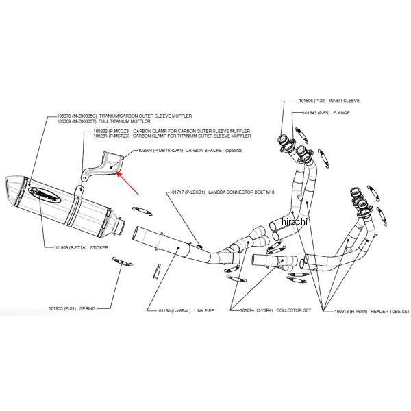 401 cc 〜750 cc  - アクラポビッチ AKRAPOVIC (AKRAPOVIC)サイレンサーステーレーシング/エボリューションライン 03年-05年 YZF-R6 カーボン P-MBY6R2/A1 HD店