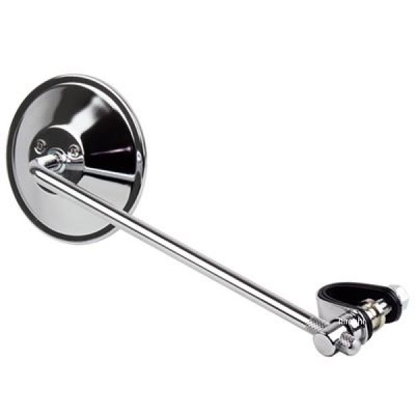 GOODS グッズ 4インチラウンドミラー 10インチステム クローム クランプタイプ 7/8インチ(22.2mm)用 G2..