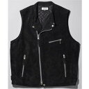 カドヤ KADOYA 2024年秋冬モデル レザーベスト LEATHER RIDERS VEST スウェードブラック LLサイズ 0525 HD店