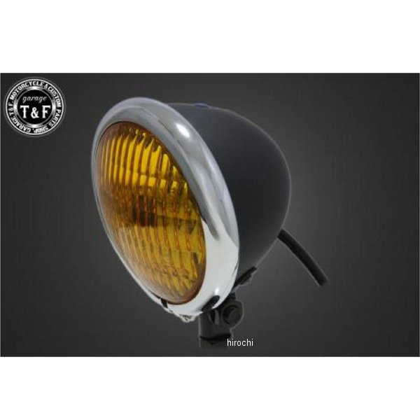 ガレージT＆F 4.5インチベーツライト メッキ/マットブラック/イエローレンズ+ステーC SR400 6080167 HD店