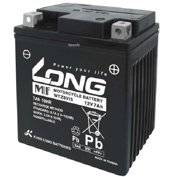 ロング LONG バッテリー 12V、7Ah 液注入済 互換 GTZ8V YTZ8V YTX7L-BS TTZ8V WTZ8VIS HD店