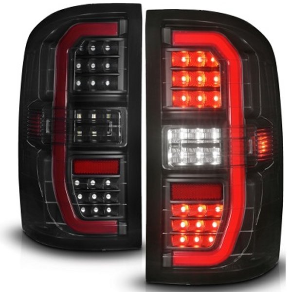【USA在庫あり】 ANZO 14-18 GMC Sierra 1500 Full LED Taillights ブラック Housing Smoke Lens (w/C Light Bars) anz311465 HD店