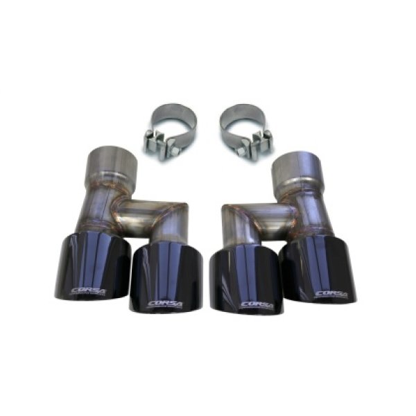  Corsa 18年-19年 フォード Mustang Eco 2.3L Twin 4in ブラック PVD Pro-Series Tip キット (Clamps Included) cor21038BLK HD店