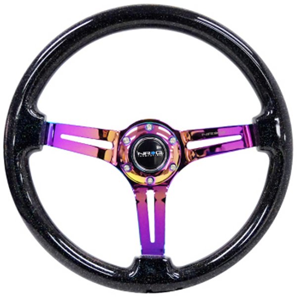  NRG Reinforced ステアリングホイール (350mm / 3in. Deep) Blk Multi Color Flake w/ Neochrome Center Mark nrgRST-018BSB-MC HD店