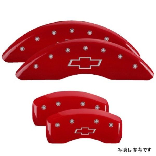 【USA在庫あり】 MGP 4 Caliper Covers Engraved Front & Rear Bowtie Red Finish Silver Char 2018 Chevrolet Traverse mgp14250SBOWRD HD店