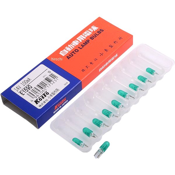 小糸製作所 白熱バルブ T5 14V100mA ウェッジ 10個入り 緑 E1590 HD店