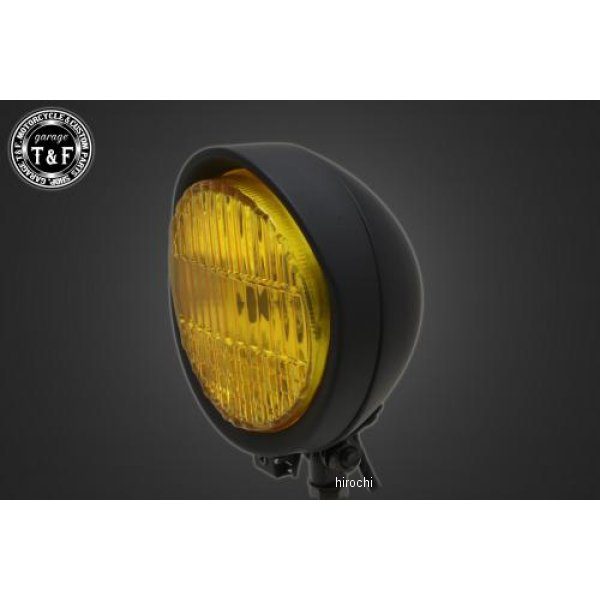 ガレージT＆F 5.5インチバイザーヘッドライト+ステー イントルーダー400C(FI不可) マットBK/イエロー 4020648 HD店