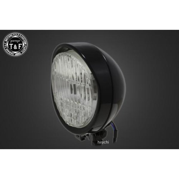 ガレージT＆F 5.5インチバイザーヘッドライト+ステー SR400 ブラック/クリア 4020681 HD店