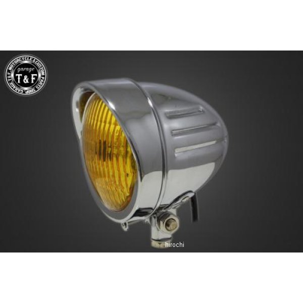 ガレージT＆F 4.5インチスリットヘッドライト(クラシックレンズ仕様)+ステー SR400 メッキ/イエロー 4020794 HD店