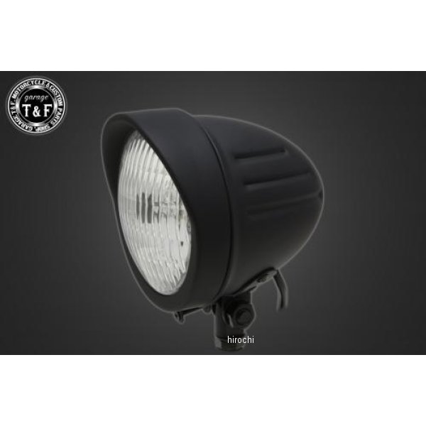 ガレージT＆F 4.5インチスリットヘッドライト(クラシックレンズ仕様)+ステー SR400 マットBK/クリア 4020797 HD店