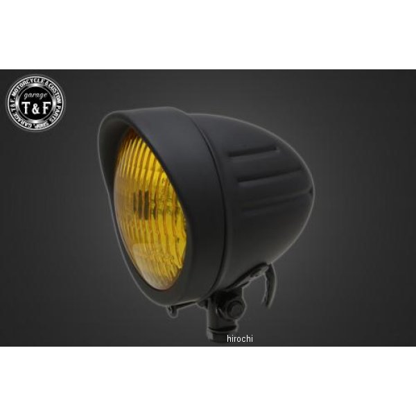 ガレージT＆F 4.5インチスリットヘッドライト(クラシックレンズ仕様)+ステー SR400 マットBK/イエロー 4020798 HD店