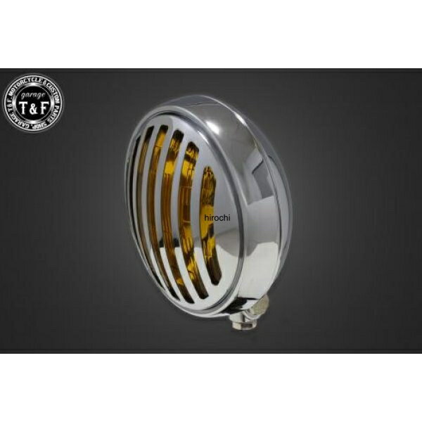 【New】 ガレージT&F 5.75in マスクドヘッドライト(メッキ)イエローレンズ+ステーD スティード400(VLS) 4023468 HD店