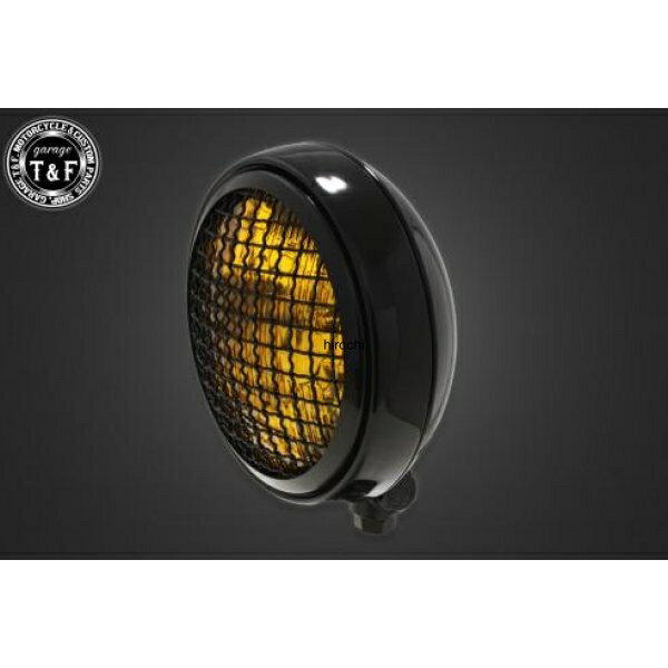 【New】 ガレージT&F 5.75in グリルヘッドライト(ブラック)イエローレンズ+ステーD スティード400(VLS) 4023645 HD店