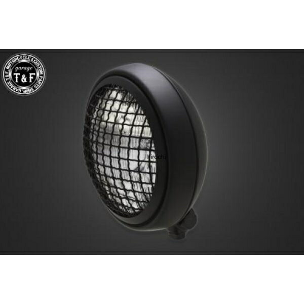 【New】 ガレージT&F 5.75in グリルヘッドライト(マットブラック)クリアーレンズ+ステーC SR400 4023664 HD店