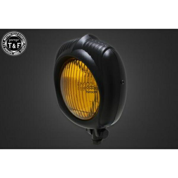 【New】 ガレージT&F エレクトロライン54レプリカヘッドライト(マットブラック)イエローレンズ+ステーA スティード400(VLS除く) 4022983 HD店