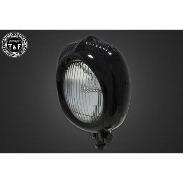 【New】 ガレージT&F エレクトロライン54レプリカヘッドライト(ブラック)クリアーレンズ+ステーE 250TR 4022925 HD店