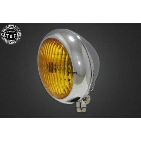 【New】 ガレージT&F 4.5in トラクターヘッドライト メッキ/イエローレンズ+ステーC SR400 4023025 HD店
