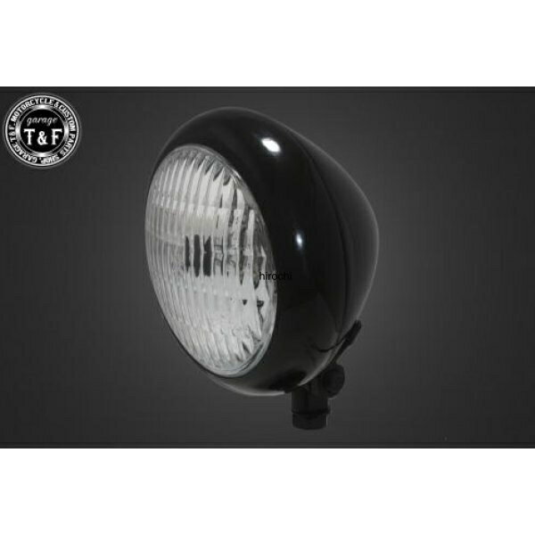 ガレージT&F 4.5in トラクターヘッドライト(ブラック)クリアーレンズ+ステーC SR400 4023047 HD店