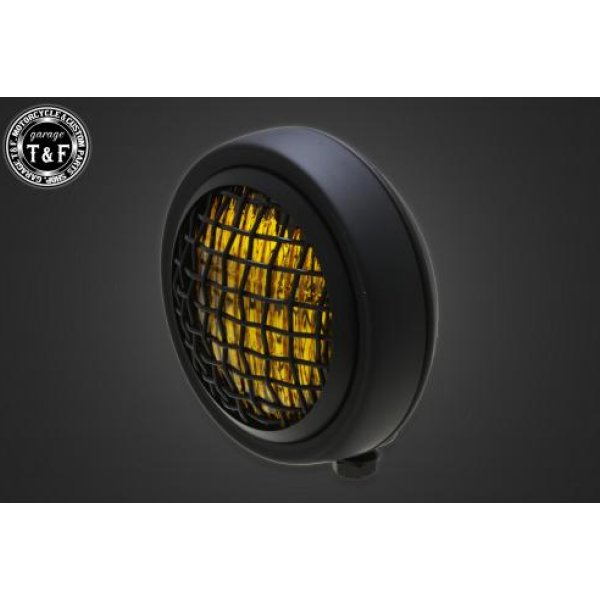 【New】 ガレージT&F 4.5in グリルヘッドライト(マットブラック)イエローレンズ+ステーA スティード400(VLS除く) 4023974 HD店