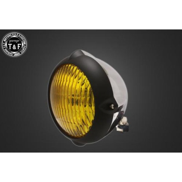 【New】 ガレージT&F 5.75in ビンテージライト(マット黒/ポリッシュ)クラシックレンズ(黄)+ステーB イントルーダー400 4021485 HD店