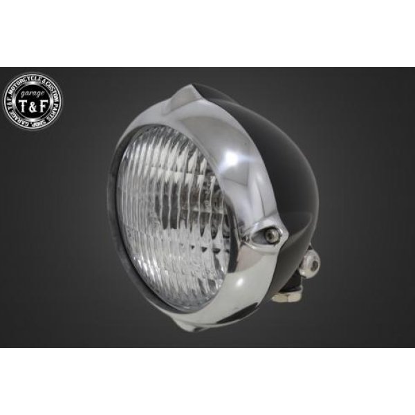 【New】 ガレージT&F 4.5in ビンテージライト(ポリッシュ/マット黒)クラシックレンズ(透明)+ステーA ビラーゴ250(S) 4021583 HD店