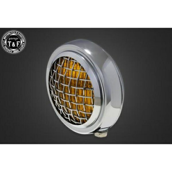 【New】 ガレージT&F 4.5in グリルヘッドライト(メッキ)イエローレンズ+ステーD スティード400(VLS) 4024063 HD店