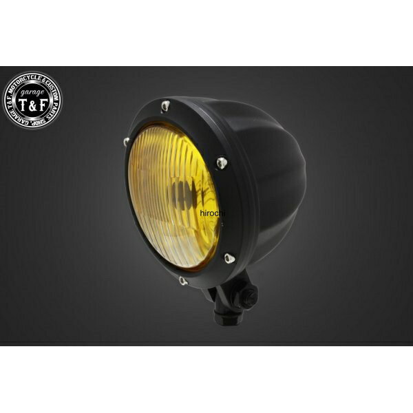 【New】 ガレージT&F 4.5in シトラスヘッドライト(マットブラック)イエローレンズ+ステーK エリミネーター250V 4024120 HD店