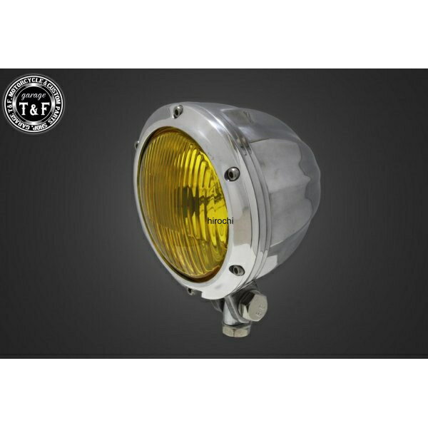 【New】 ガレージT&F 4.5in シトラスヘッドライト(ポリッシュ)イエローレンズ+ステーD スティード400(VLS) 4024153 HD店