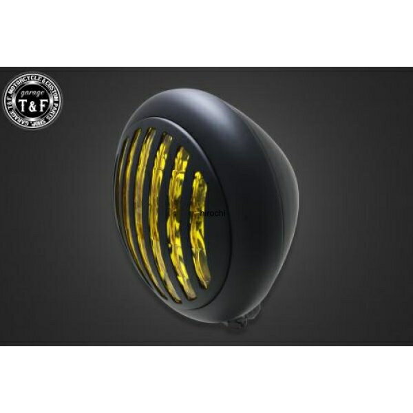【New】 ガレージT&F 5.75in マスクドトラクターヘッドライト(マットブラック)イエローレンズ+ステーC SR400 4023840 HD店
