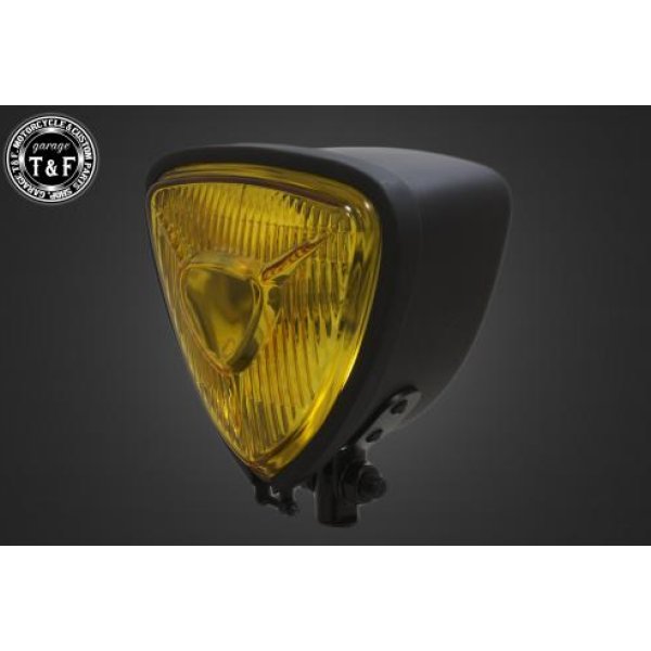 ガレージT&F トライアングルヘッドライト(マットブラック)イエローレンズ+ステーD スティード400(VLS) 4021949 HD店