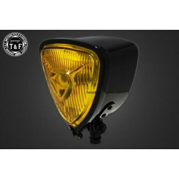 【New】 ガレージT&F トライアングルヘッドライト(ブラック)イエローレンズ+ステーC SR400 4022409 HD店