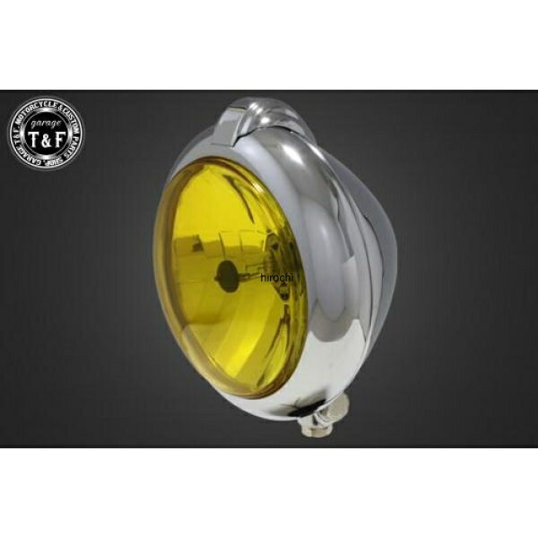 【New】 ガレージT&F 5.75in ユニティタイプヘッドライト メッキ/イエローレンズ+ステーC SR400 4022233 HD店