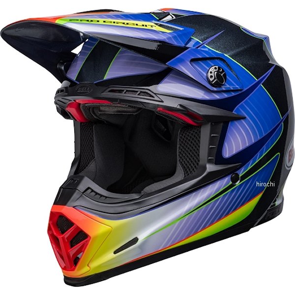 ベル BELL フルフェイスヘルメット MOTO-9S FLEX プロサーキット23サイズ:Lカラー:シルバー メタリック フレイク【商品説明】PROGRESSIVE PROTECTION　MOTO-9S FLEXはBELLが長年培ってきた伝統的な性能と高いプロテクション能力を受け継いだ先進的なヘルメット。業界初の革新的システム「フレックスシステム」は、密度の異なる3層のインパクトライナーが、より包括的に衝撃を分散させ、回転エネルギーの伝達を減少させる。フレキシブルなライナーはそれぞれの頭の形に細かく合わせたフィットを可能にする。様々な頭の形に対応すると同時に、ヘルメット内部のベンチレーション向上にも貢献。ダートフリーク取扱の正規品には、ヘルメットのフィット感、ホールド感を高める専用フィッティングパッドが付属。(ソフト・ハード 各1セット)・密度の異なる3層のライナーがあらゆるスピードの衝撃からライダーの頭部をプロテクトするフレックスシステムを搭載・超軽量コンポジットカーボンシェル・銀繊維を織り込んだX-Staticライナーは臭いの原因となるバクテリアや菌の繁殖を抑制。さらに速乾素材を使用し、取り外し、洗濯が可能。・シェルには最大限のベンチレーション効果が得られる通気ポートを備えたVFVシステムを搭載。・クイックフリップバイザースクリューにより、工具不要で、グローブを着用したままでのバイザー調節が可能重量:1.52kg(Mサイズ測定)【規格】Snell M2020規格 / MFJ公認レース可 (レース専用 公道使用不可)D2652楽天 HD店