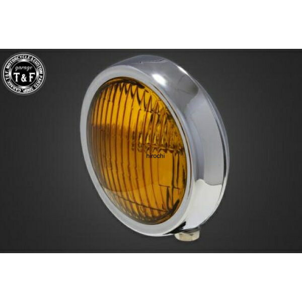 ガレージT&F 4.5in プレートヘッドライト メッキ/イエローレンズ+ステーA バルカン400(II) 4022768 HD店