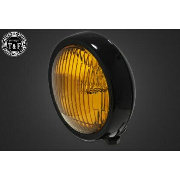 ガレージT&F 4.5in プレートヘッドライト(ブラック)イエローレンズ+ステーA バルカン400(II) 4022790 HD店