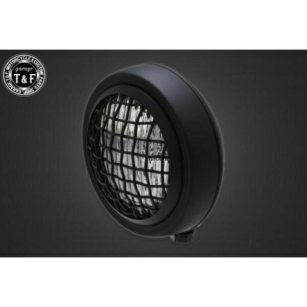 ガレージT&F 4.5in グリルヘッドライト(マットブラック)クリアーレンズ+ステーA バルカン400(II) 4024001 HD店