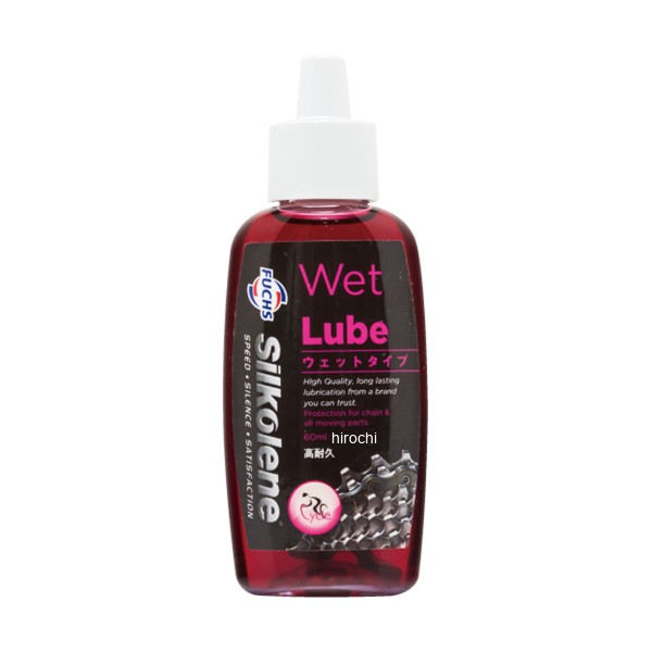 フックス FUCHS サイクルルブ CYCLE WET LUBE 60ml容量:60mlウェット・オフロードで優れた潤滑、保護(耐久)性能を発揮、浸透性に優れたウェットタイプの潤滑剤です。特に水や泥、ロングライド条件下での使用に特化し、配合されております。チェーンだけでなくディレーラーの可動部分、ドライブトレイン全般に使用可能で、過酷な条件下でも低摩耗でスムーズな走行が可能です。PTFE(※)配合により耐摩耗性に優れていて、さらに水置換性を持ち、湿気を追い出し浸透潤滑いたします。※PTFEはフッ素樹脂で最も摩擦係数が低い物質です。※パッケージデザインは変更になる場合がございます。予めご了承下さい。SIL909602楽天 HD店