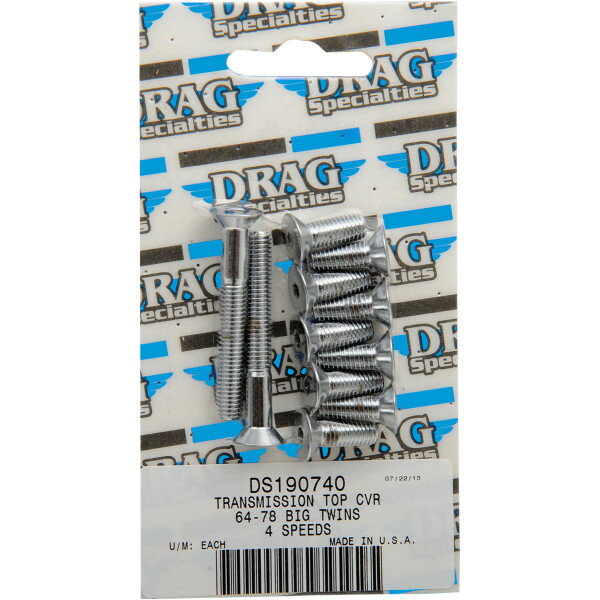 【USA在庫あり】 DRAG ボルトキット トランスミッション トップカバー 59年-79年 BigTwin クローム/ローレット DS-190740 HD店
