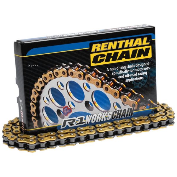 【USA在庫あり】 レンサル RENTHAL ワークス チェーン ノンシール クリップ 428R1/140L ゴールド 1221-..