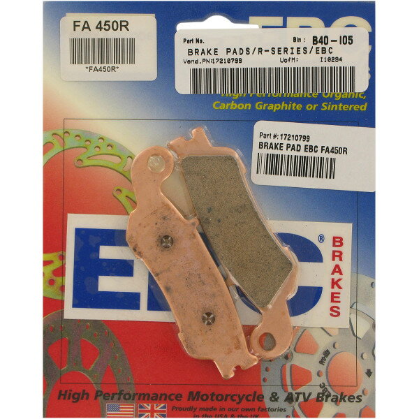【USA在庫あり】 EBC イービーシー ブレーキパッド フロント 08年以降 YZ125 (R-シンタード) 1721-0799 HD店