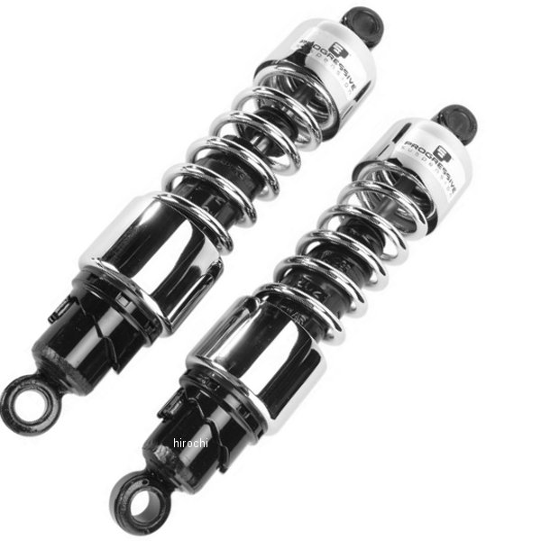 【USA在庫あり】 プログレッシブ PROGRESSIVE ショック 硬め 412 84年-09年 ホンダ、カワサキ、ヤマハ 330mm クローム 1310-0712 HD店