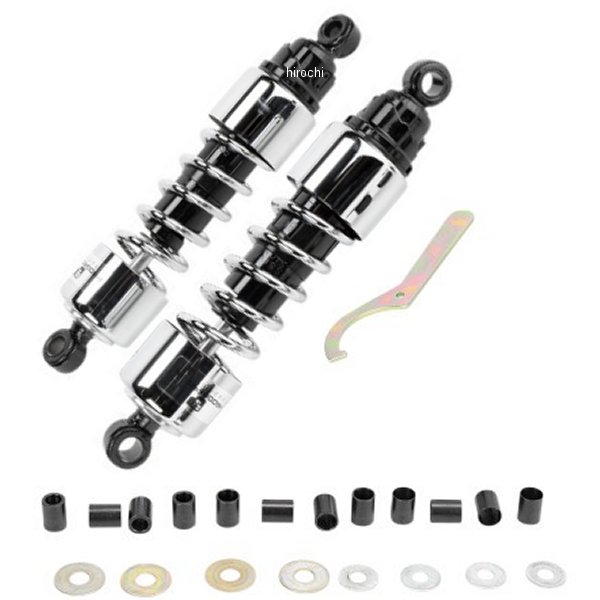 【USA在庫あり】 プログレッシブ PROGRESSIVE ショック 硬め 412 84年-09年 ホンダ、カワサキ、スズキ 318mm クローム PS4207C HD店