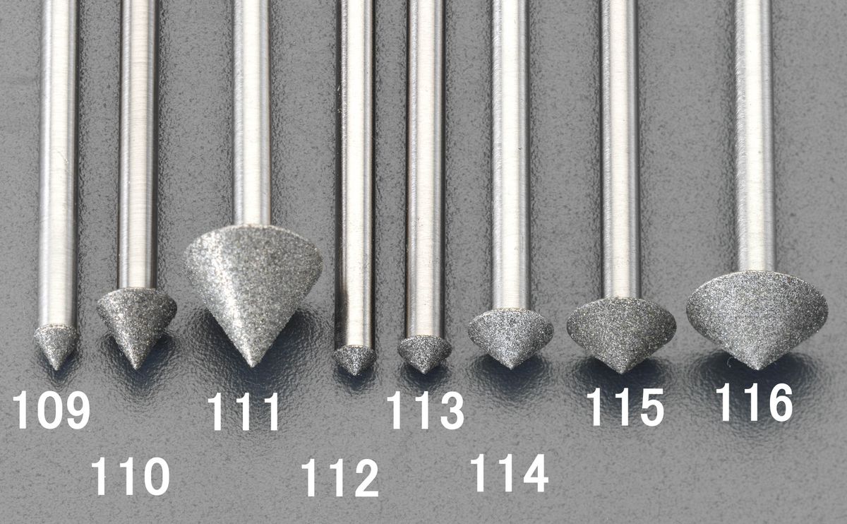 ●軸径…3.0mm●全長…50mm●粒度…＃120●刃径×刃長…3.0×2.3mm●角度…60°●回転数…105000rpm000012081124楽天 HD店　